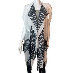 J. Crew White‎ with Blue Stripes Poncho